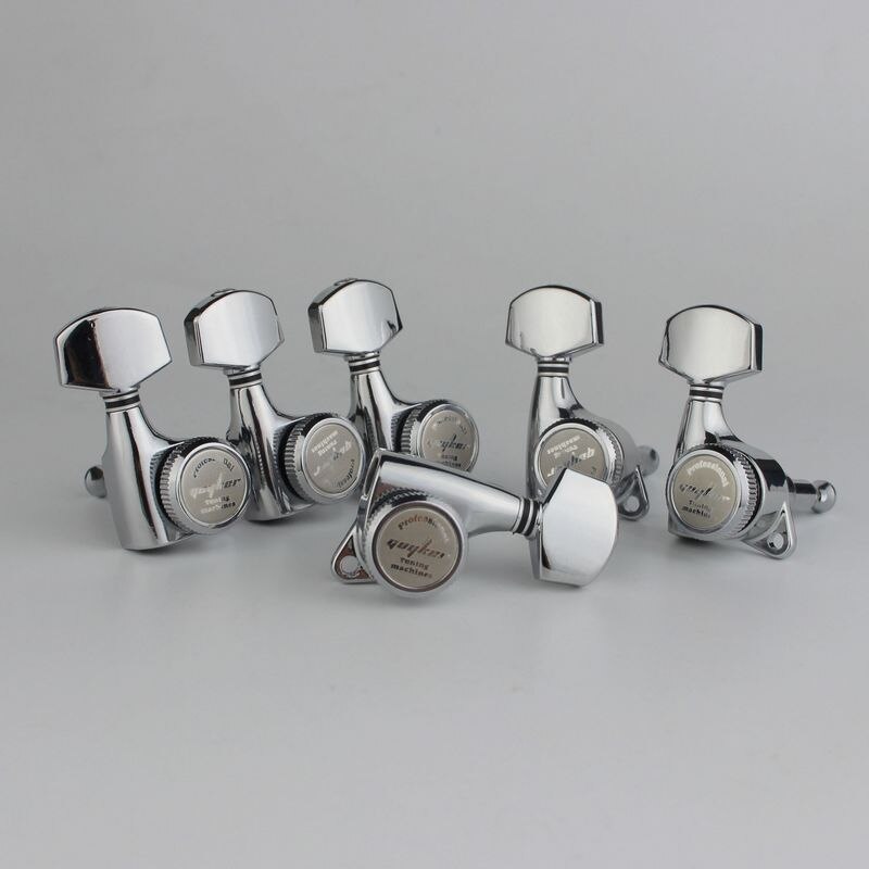 GUYKER Chrome Guitar Locking Tuners Electric Guitar Machine Heads Tuners Lock Silver Guitar Tuning Pegs ( With packaging): 6R