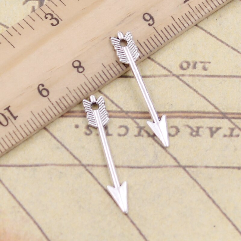 30Pcs Charms Arrow 30X5Mm Tibetaanse Brons Zilver Kleur Hangers Antieke Sieraden Maken Diy Handgemaakte Craft: Antique Silver Plated