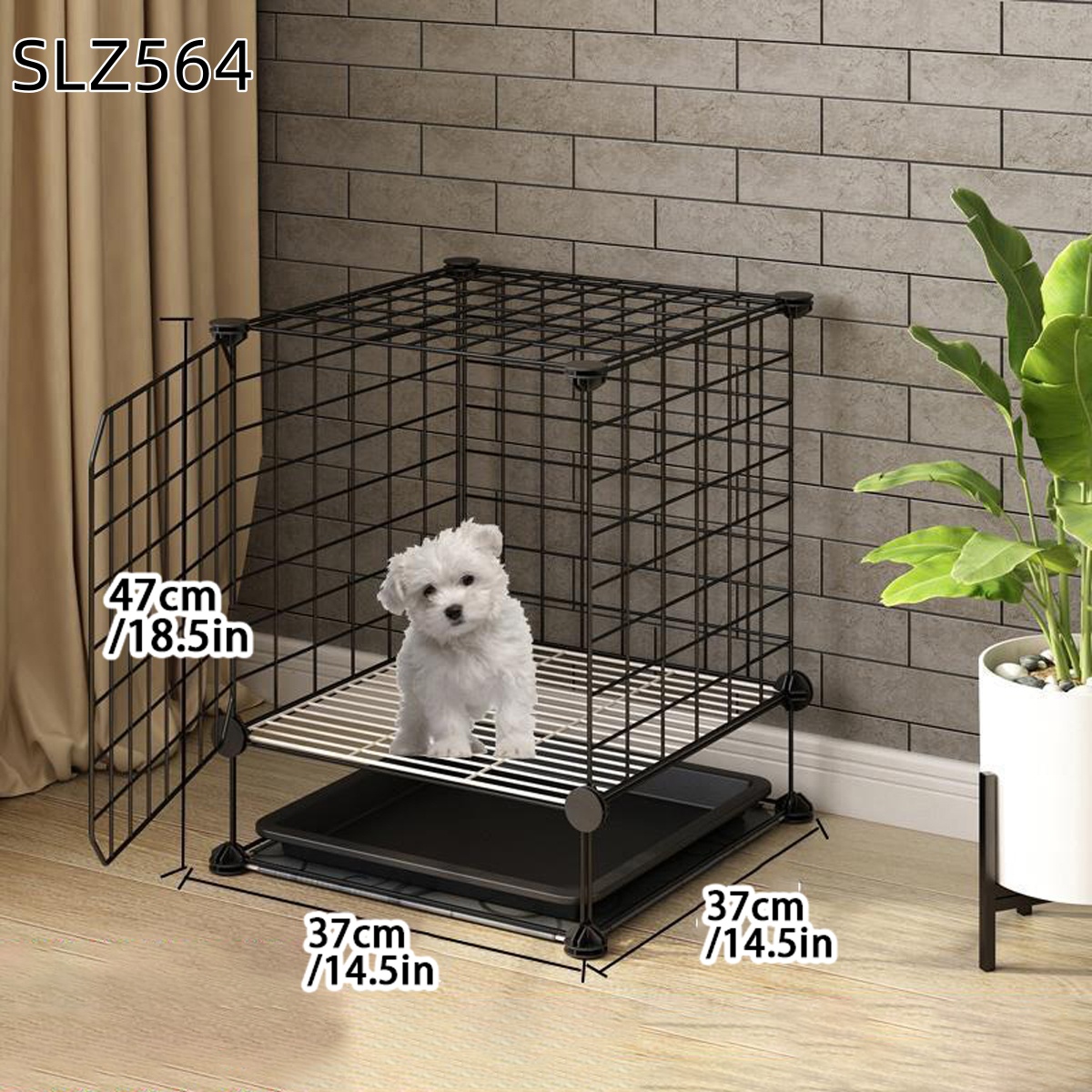 Hundebur for små og mellomstore hunder innendørs med toalettseparert kennel villa corgi teddy kjæledyrhundegjerde: Rosa