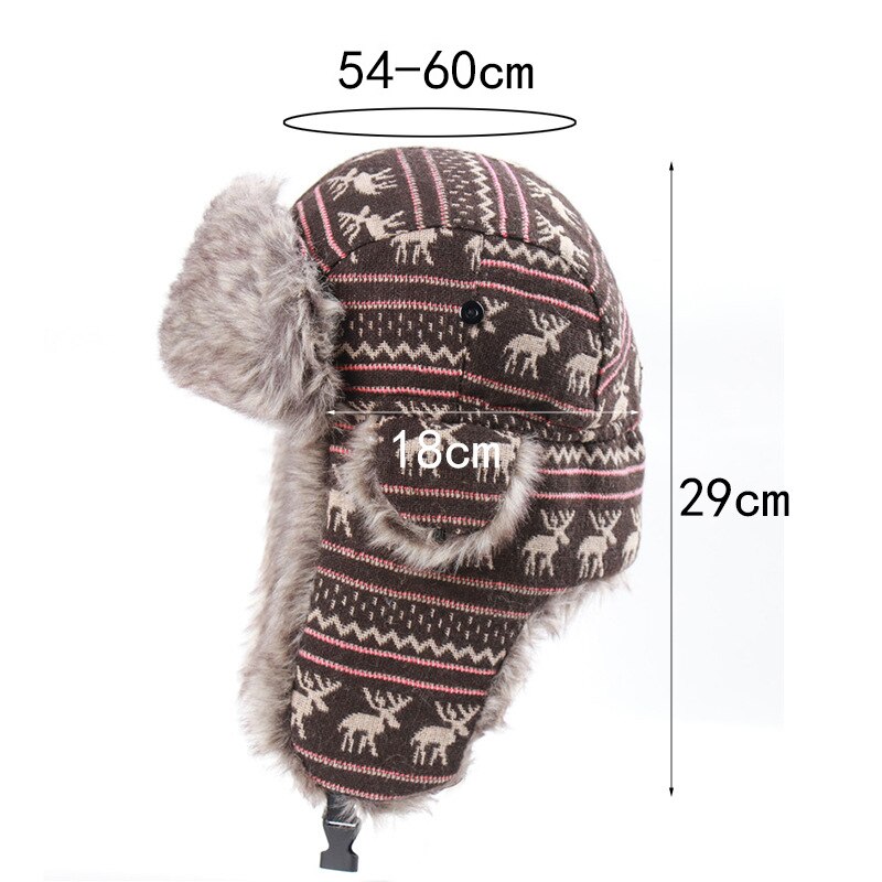 Gorra de esquí a prueba de viento para hombre y mujer, casco de vuelo con orejeras gruesas, ciervo de Navidad, más gorro cálido de terciopelo con gafas, Invierno