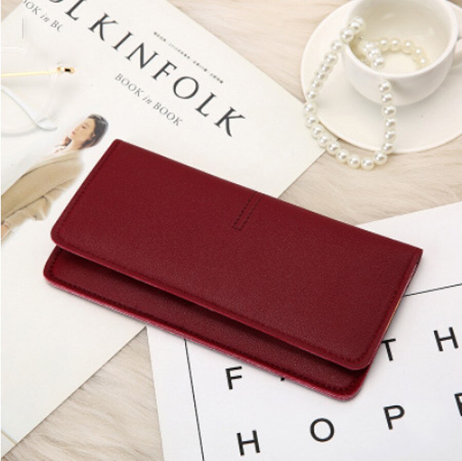 portefeuille de mme Simple ouvert Long portefeuille pochette portefeuille doux portefeuille en cuir synthétique polyuréthane