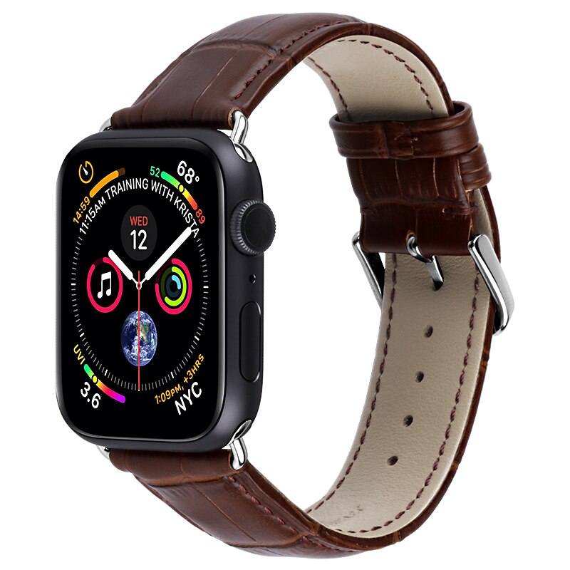 leather loop strap for apple watch 5 band 44mm 40mm iwatch 42mm 38mm Leather pulseira wrist watchband bracelet apple watch 5 4 3: brown / 44mm series 4 5