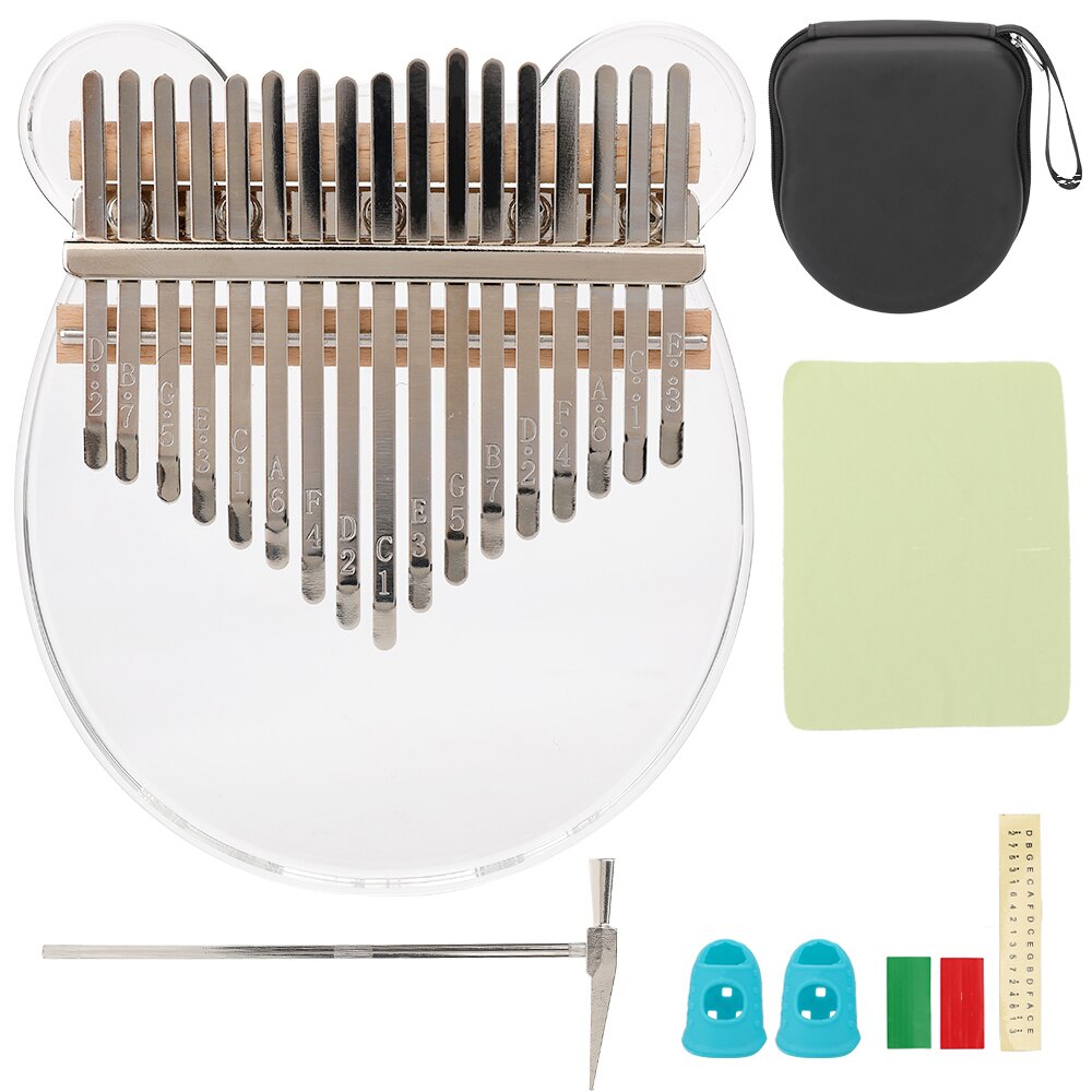 Kalimba met 17 toetsen, acryl duimpiano, transparante duimpiano met stemapparaat, hamertoetsinstrument: 17 -toetsen duimpiano