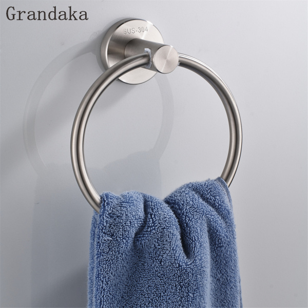 Moderne 304 håndklæderinge i rustfrit stål håndklædeholder rund væghængt håndklædestativ badeværelsestilbehør