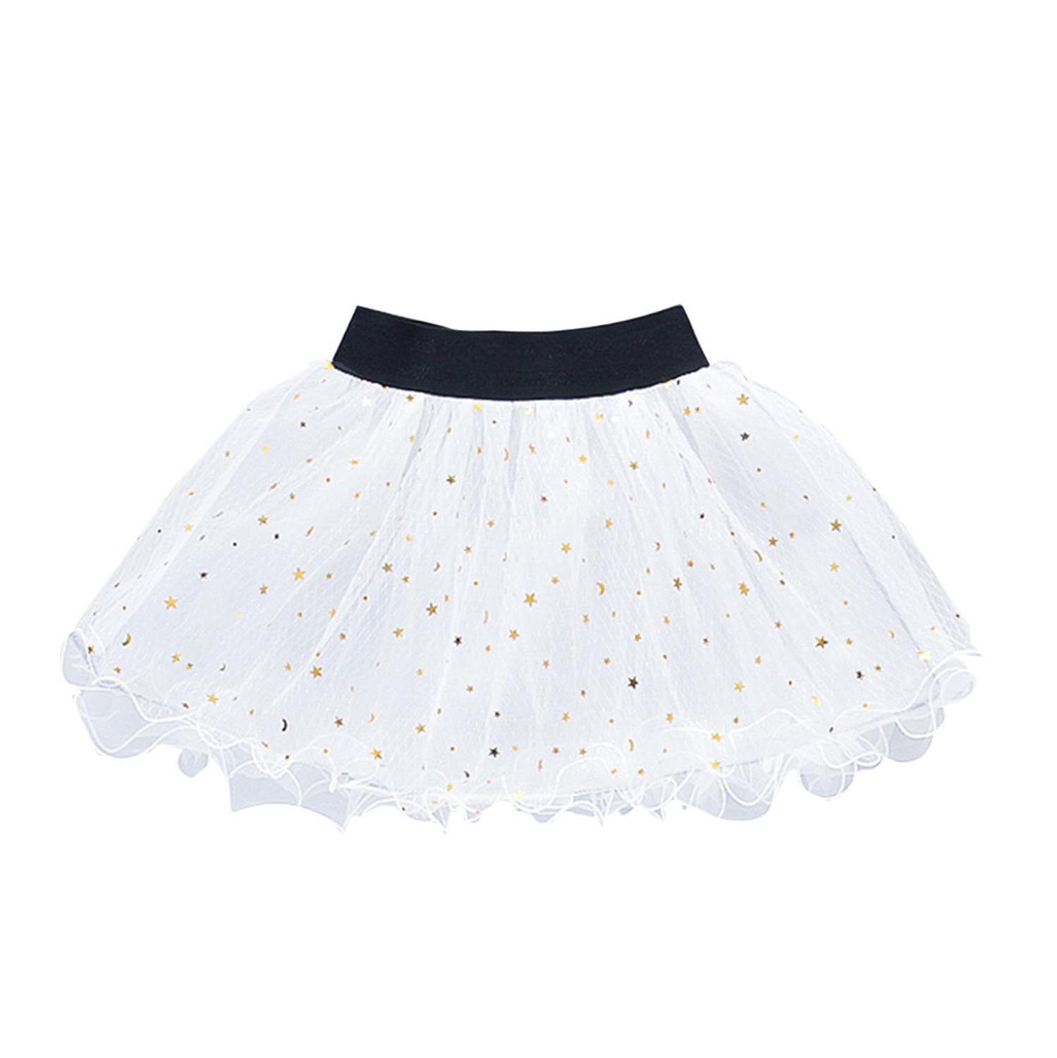 2020 new children's ballet dance skirt children sequin mesh tutu skirt frill skirt 3M-3Y Sequins sparkle skirt: White / 8