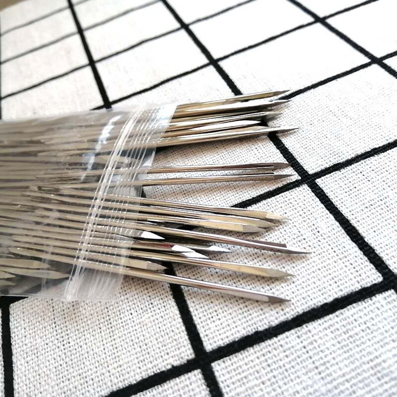 Agujas de coser de cuero hechas a mano, 4 tamaños, 44/52/58/70mm, agujas de acero inoxidable para bolsa de cuero de punto de cruz, 100 Uds.