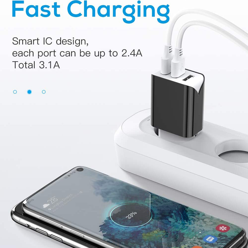 Schitec 5V/3.1A Usb Charger Voor Iphone Charger 3 Poorten Snelle Opladen Muur Telefoon Oplader Voor Iphone Samsung xiaomi Usb Adapter