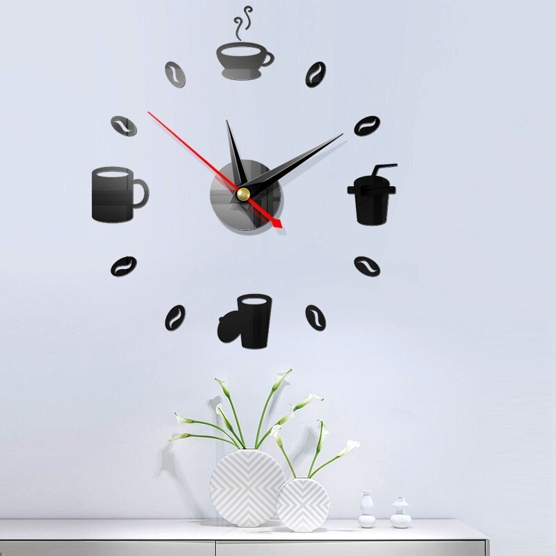 Wall Clock Modern Watch Large Quartz Wall Clocks 3D Diy Acrylic Mirror Mechanism Stickers Home Living Room Decoration: B