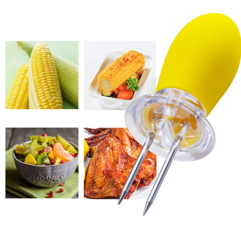 Majs gafler varmebestandigt rustfrit stål majsholdere mad gafler med silikone håndtag til hjemmelavede fester camping