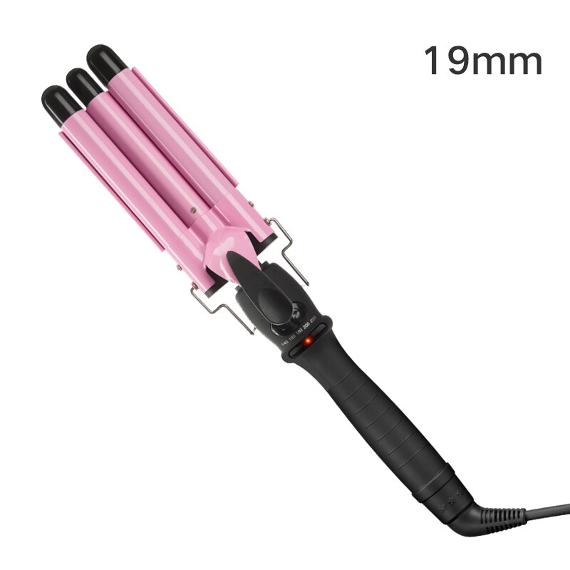 110-220v Hair Curling Iron Ceramic Triple Barrel Hair Curler Deep Pearl Waving Curly Styling Tool Splint Wave Wand: 19mm