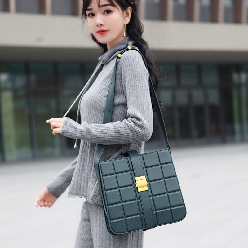 Zak Koreaanse Stijl Modieuze Zachte Schapenvacht Vierkante Rhombic Tas Grote Capaciteit Enkele Schoudertas