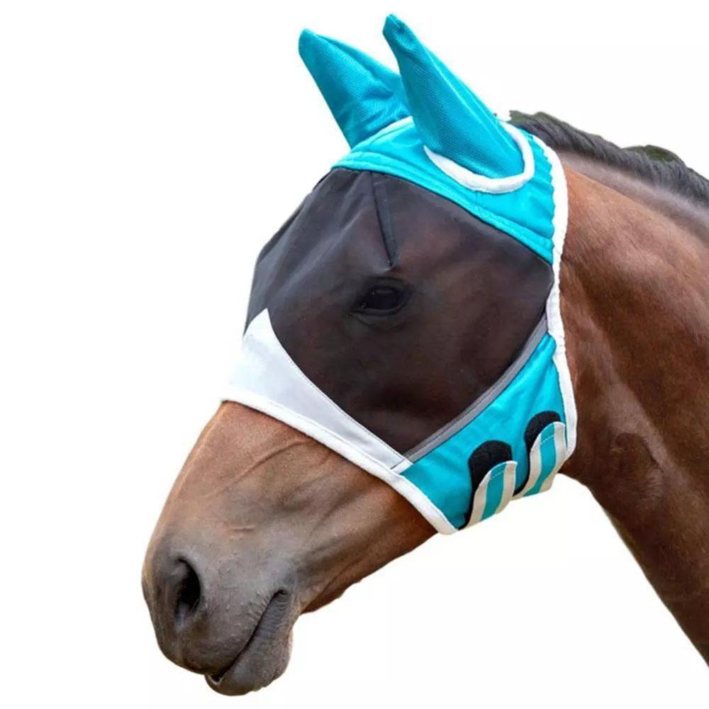 Breathable Anti Mosquito Horse Mesh Mask Horse Flying Mask Horse Full Face Mask Anti-mosquito Nose with Zipper: blue / M