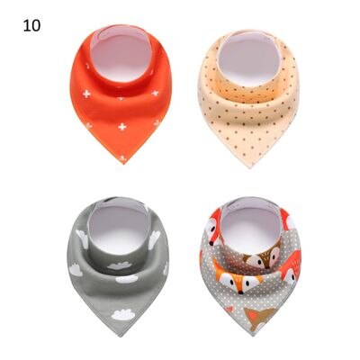 Bandana suave y cómoda de algodón 100% orgánico para bebés, Baberos ajustables con broches para Saliva, lote de 4 unidades: 5