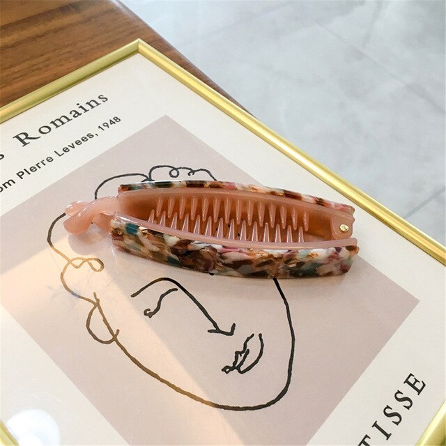 Vintage luipaard acetaat haarklemmen bananenklemmen vrouwen draaiende clips haarklemmen haarklemmen haaraccessoires: Veelkleurig