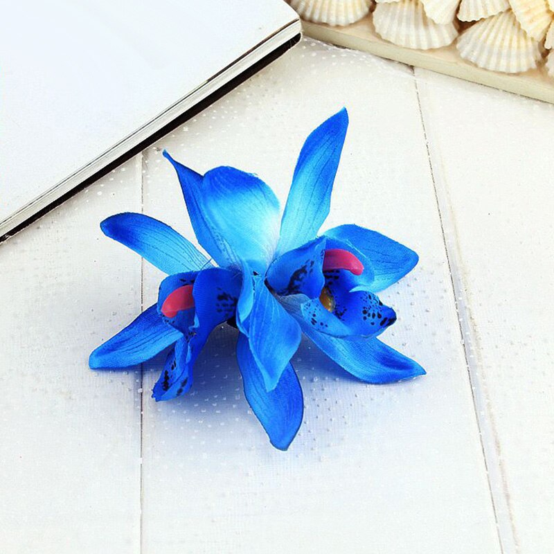 Pinzas para el pelo con flores de orquídeas hawaianas, pasador Multicolor para novia, flor Tropical para playa, boda, , horquilla, accesorio: 02