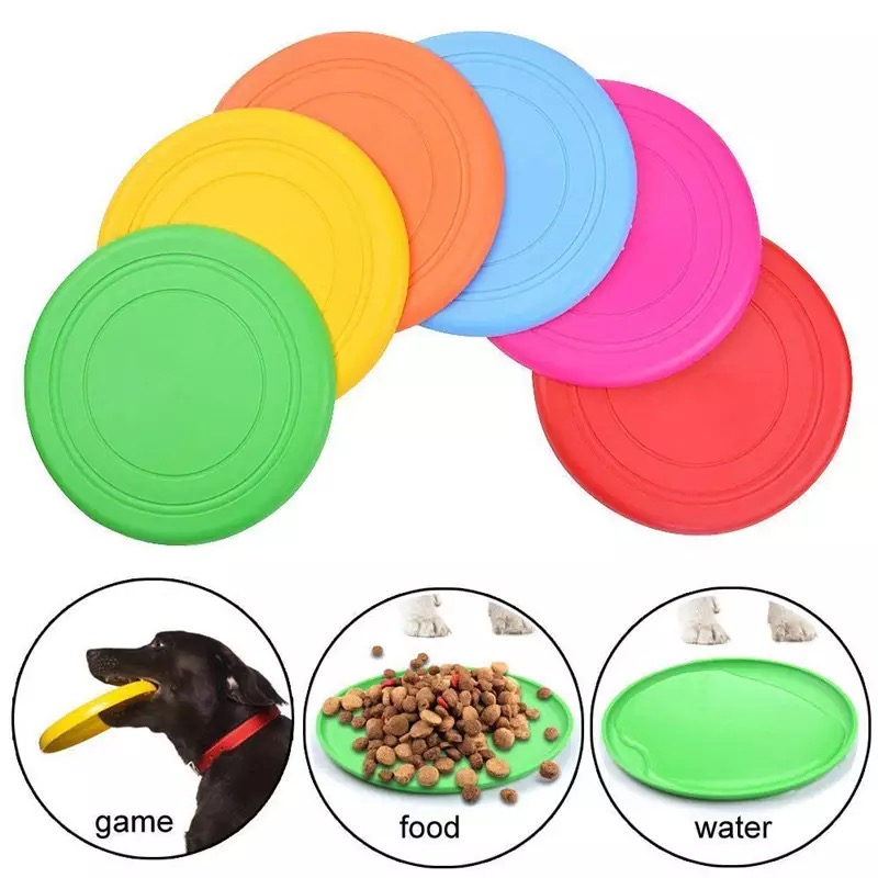 Fargerik leke for valp hund tallerken spill hunder leker store kjæledyr trening flying disk tilbehør fransk bulldog pitbull varer
