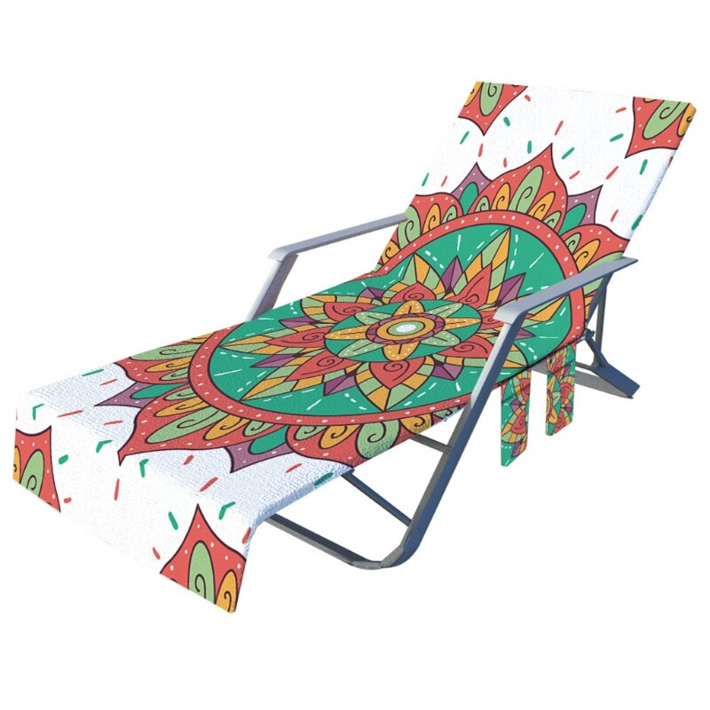 Boho leżak pokrowiec na krzesło z mikrofibry ręcznik plażowy z boczne kieszenie