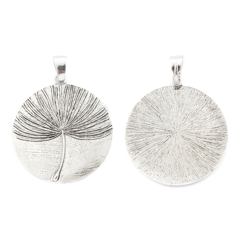 2pcs Carved Dandelion Pattern Large Round Pendant For Diy Necklace Jewelry Making Material