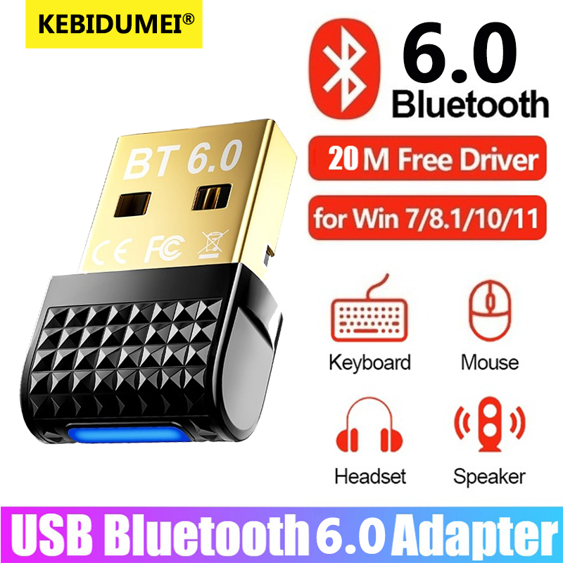 Adattatore USB Bluetooth 6.0 Ricevitore e trasmettitore Bluetooth Dongle USB 5.4 per tastiera/mouse/auricolare/altoparlante/stampante Bluetooth
