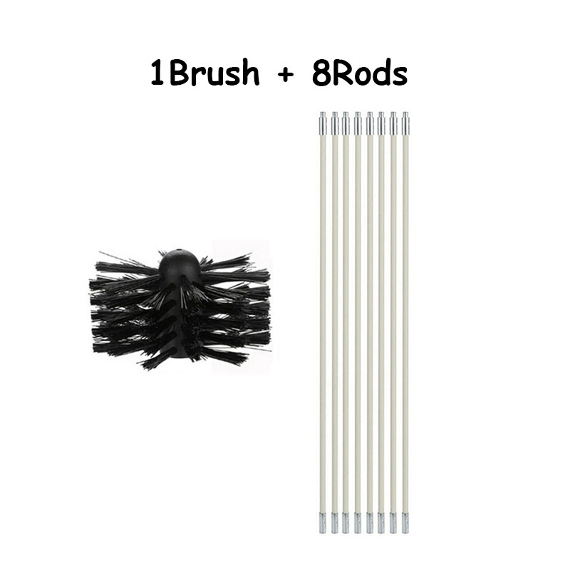 Lange Handvat Flexibele Pijp Staven Met Nylon Borstel Voor Schoorsteen Cleaner Borstel Schoon Rotary Sweep Systeem Haard Kit Rod Tool set: 1brush 8rods