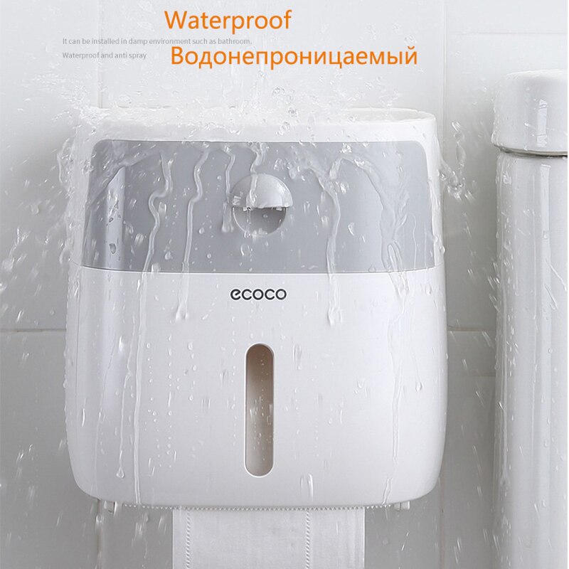 ecoco Tissue Box Wall-Mounted, Tissue Dispenser Waterproof, Paper Towel Holder, Bathroom Tissue Box with Drawer Bathroom Storage