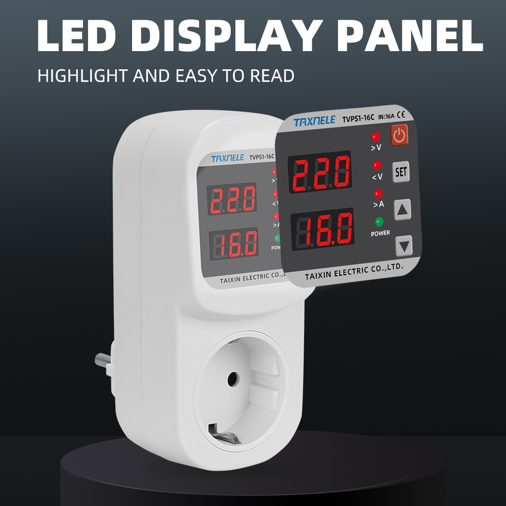 Overspanningsstroom Onderspanningsbeveiliging Socket AC 220V 110V Verstelbare 16A Overspanningsbeveiliging EU Stopcontact Veilig beschermen