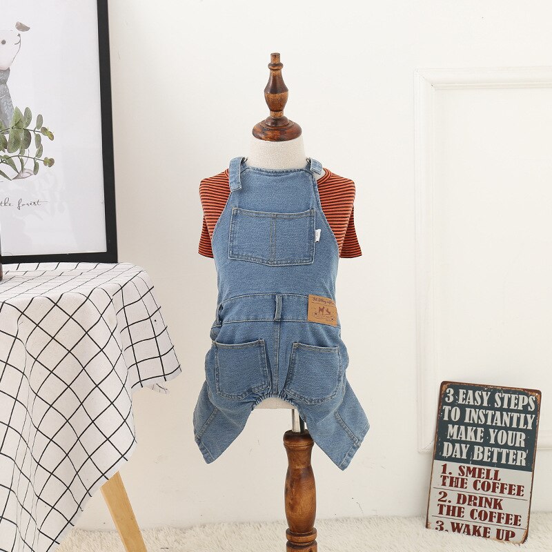 Mono vaquero para mascota, Ropa de Bulldog Francés para perros medianos y grandes, disfraz para perros gordos, Ropa vaquera, abrigo para perros a la: Azul / XXL-Shirt Not Includ