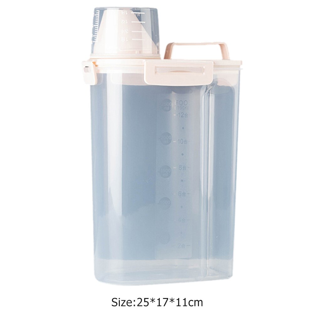Plastic Pet Feeder Voedsel Container Hond Kat Grote Capaciteit Anti Oxidatie Verzegelde Verse Doos Snack Opslagtank Met Maatbeker: A3