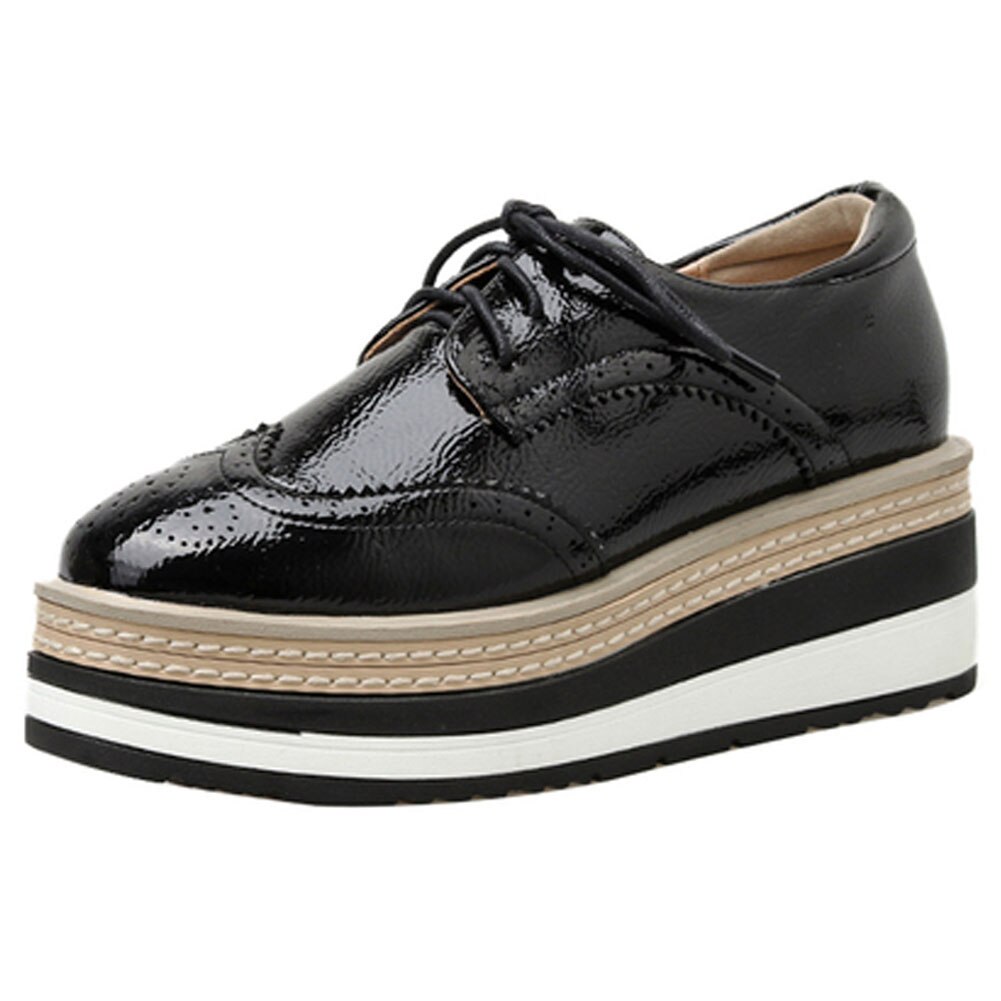 Platform Ronde Bonjomarisa Vrouwelijke Vintage Ronde Neus Lace Up... – Vicedeal