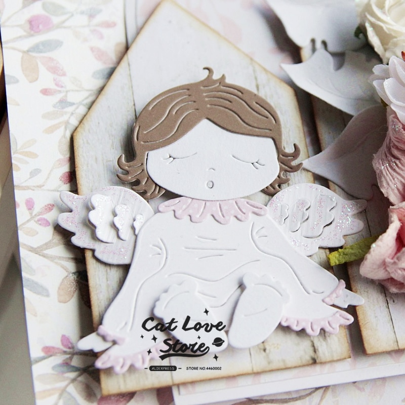 Engel baby pige metal skære stanser stencils til gør-det-selv scrapbog papirkort dekorative håndværk stanser prægning udstansning