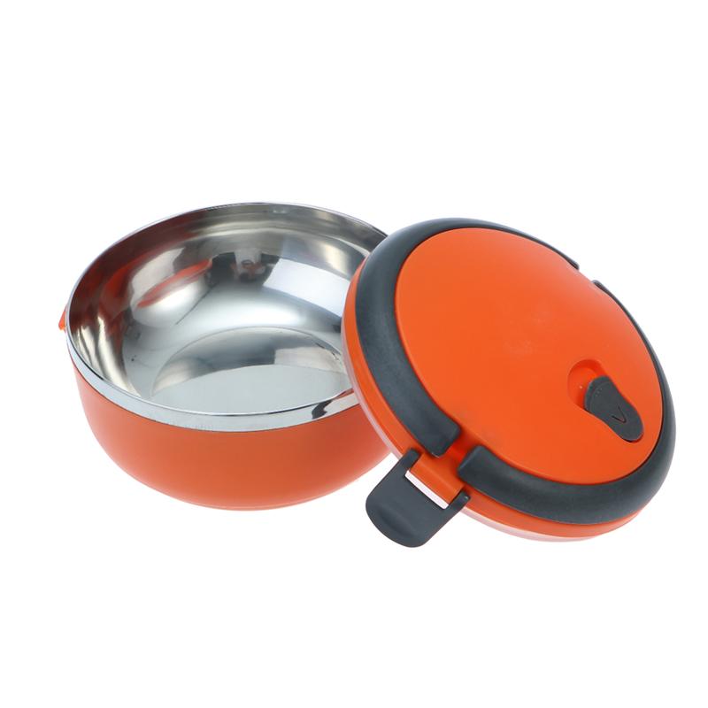 One Tier Stainless Steel Thermal Insulated Lunch Box Lock Container Food Storage Boxes (Orange)