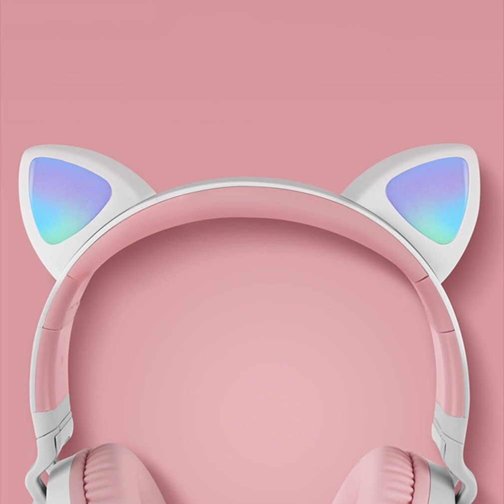 Cute Cat Ear Headset Wireless Headset Headphones 5.0 Bass Foldable Stereo Headphones Gaming Headphones For Cell Phone