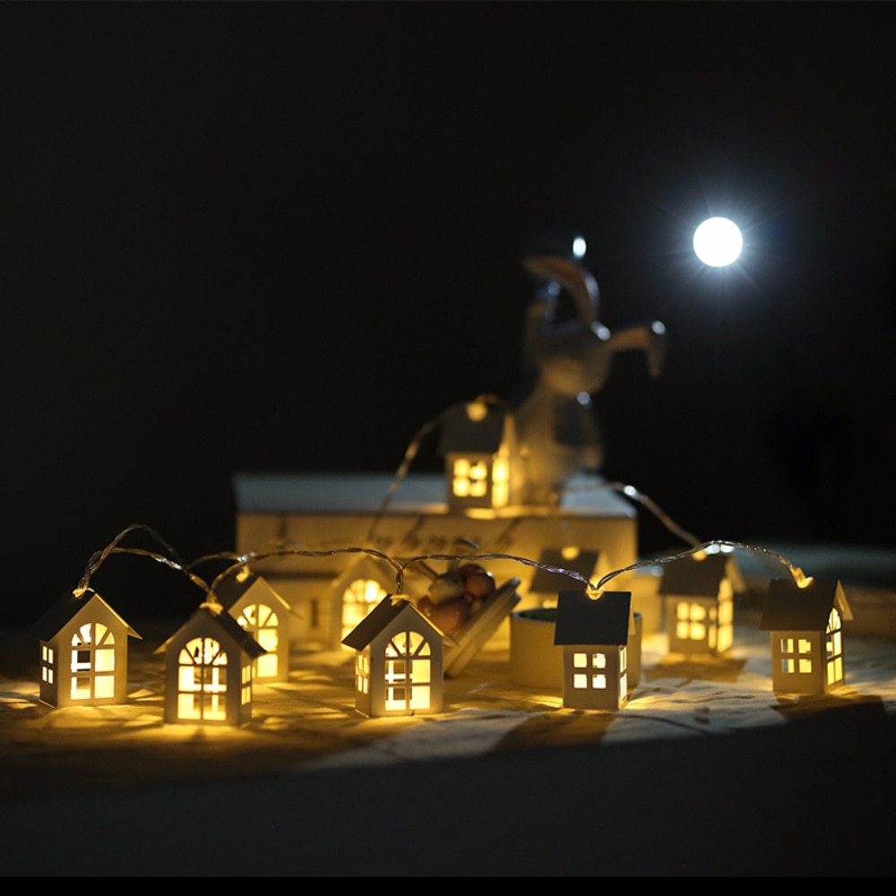 2m 10 led træhuslampe juleindretning snor lys krans år nyhedsværelse bryllupsfest gør-det-selv dekoration