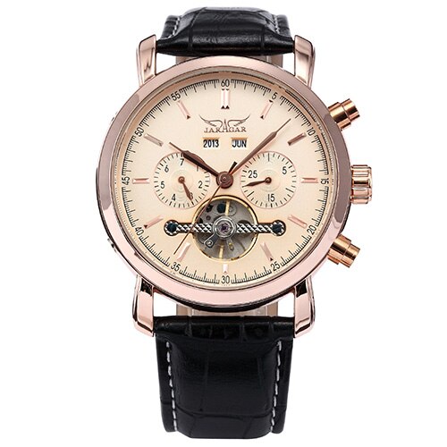 JARAGAR männer Uhren Tourbillon Mechanische Herren Uhren Datum Kalender Woche Monat Multifunktions Armbanduhren erkek kol saati: Rose