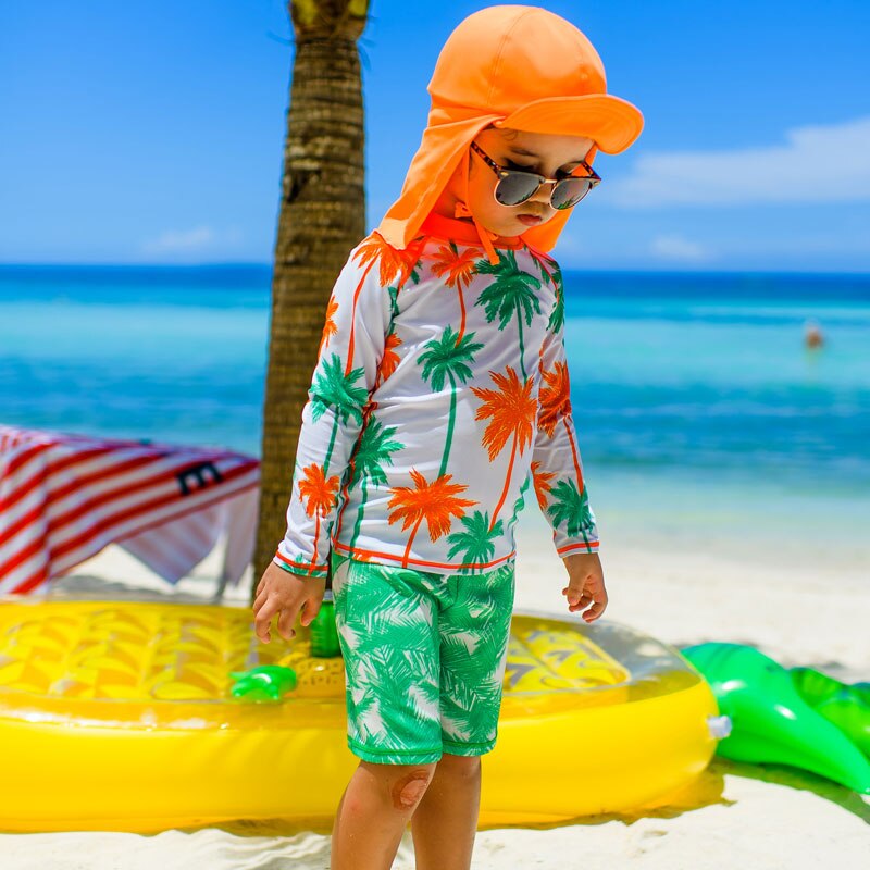 Børn badetøj til drenge fuldt cover upf 50+  lange ærmer uv beskyttelse børns badedragt dreng badedragt strandtøj surfdragt: 9105 / 3xl