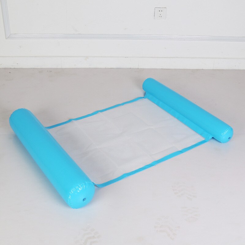 PVC inflatable water floating bed with net can be folded, double backrest floated row: A