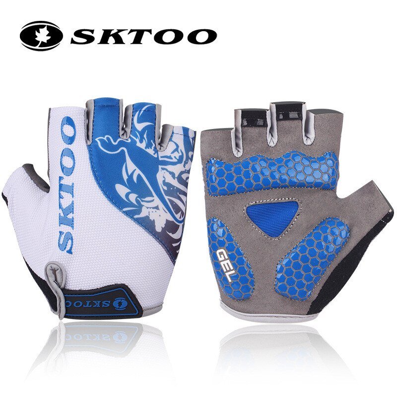 Sktoo Outdoor Sports Men's Bike Gloves Half Finger MTB Bike Bicycle Gel Pad Gloves Shockproof Cycling Gloves guantes ciclismo: Blue / XL