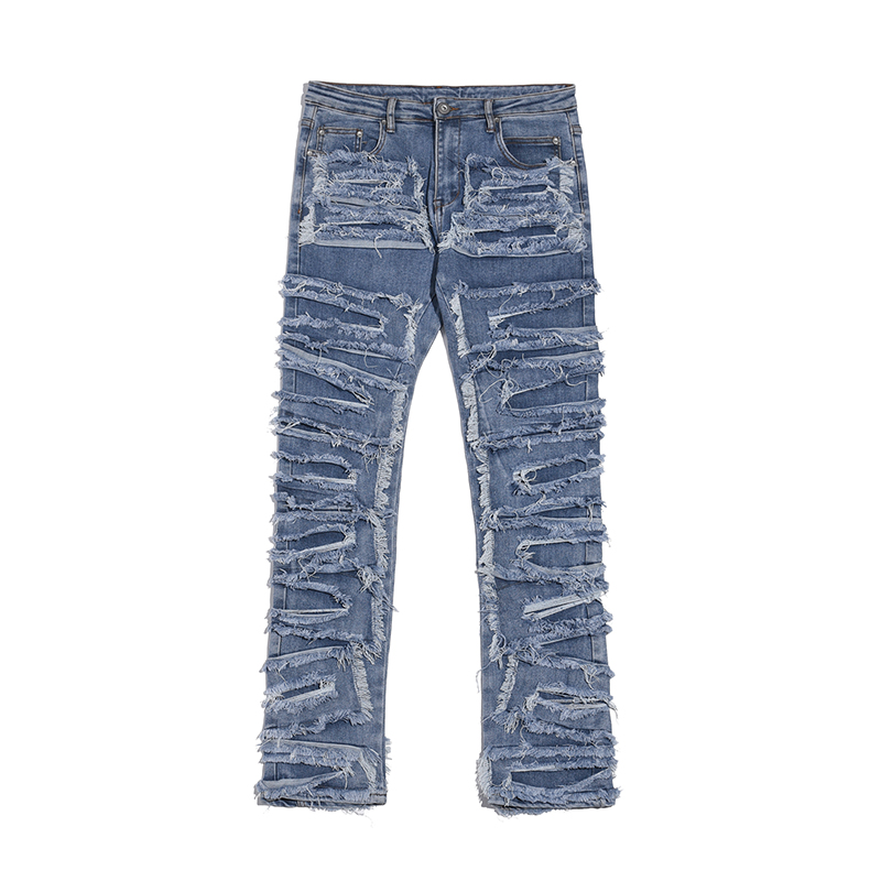 Jean déchiré en Denim pour hommes, Style rétro, droit, délavé, Harajuku, Hip Hop, pantalon ample, Style Vibe, décontracté: Asian30