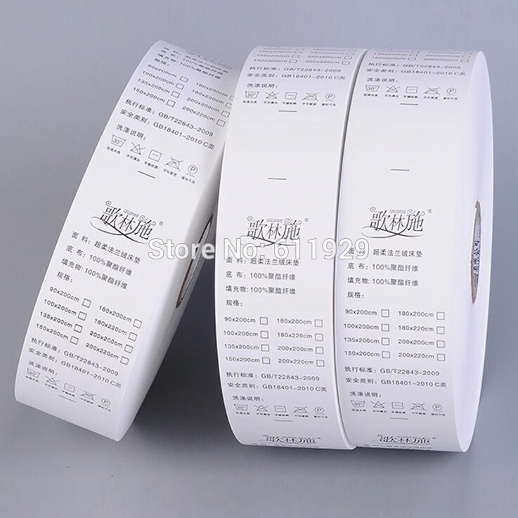 Bredd 45mm tomma vita non-woven tyger/anpassade klädvårdsetiketter/plaggtryckta taggar/blank tejp/nylonvårdsetikett
