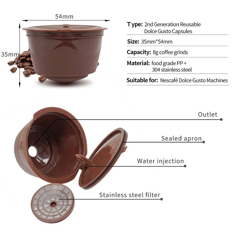 3pcs/pack use 150times Dolce Gusto Coffee Capsule Plastic Capsule Refillable Reusable Compatible with Nescafe Dolce Gusto refill