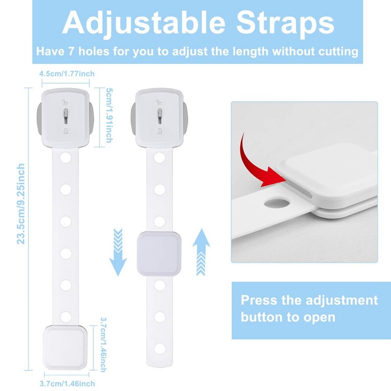 Kinderslot, 10 Pack Baby Proofing Kast Sloten Geen Boren Super Sterke Lijm Double Lock System