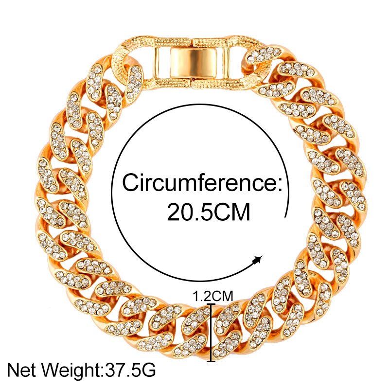 Miami Cuban Bracelets Anklet For Women Bling Full Rhinestone Paved Link Iced Out Hand Chain Jewelry Accessories