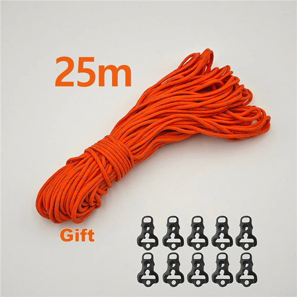 2.5mm reflekterande tältrep höghållfast 20m 25m 50m multifunktionell lina campingtält presenning tillbehör klädlina paracord
