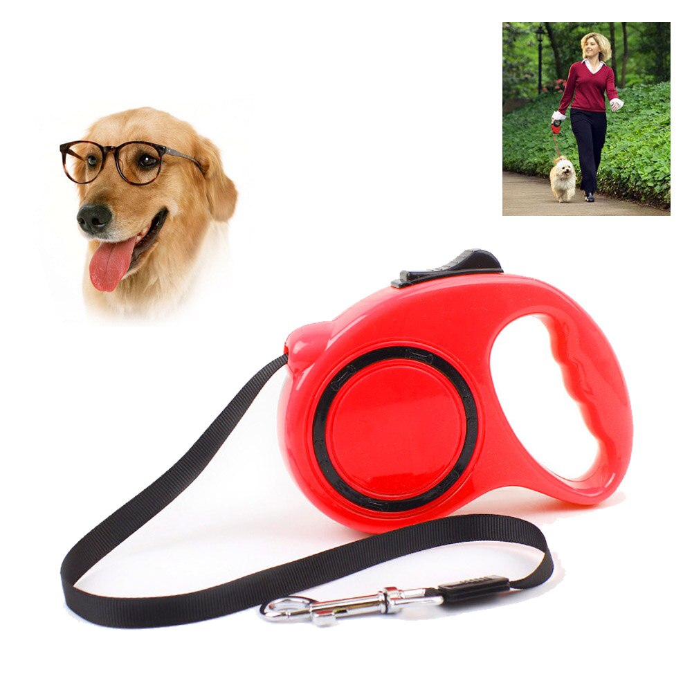 Dog Leash Automatic Retractable Pets Walking Nylon For Small and Medium Black Big Handle