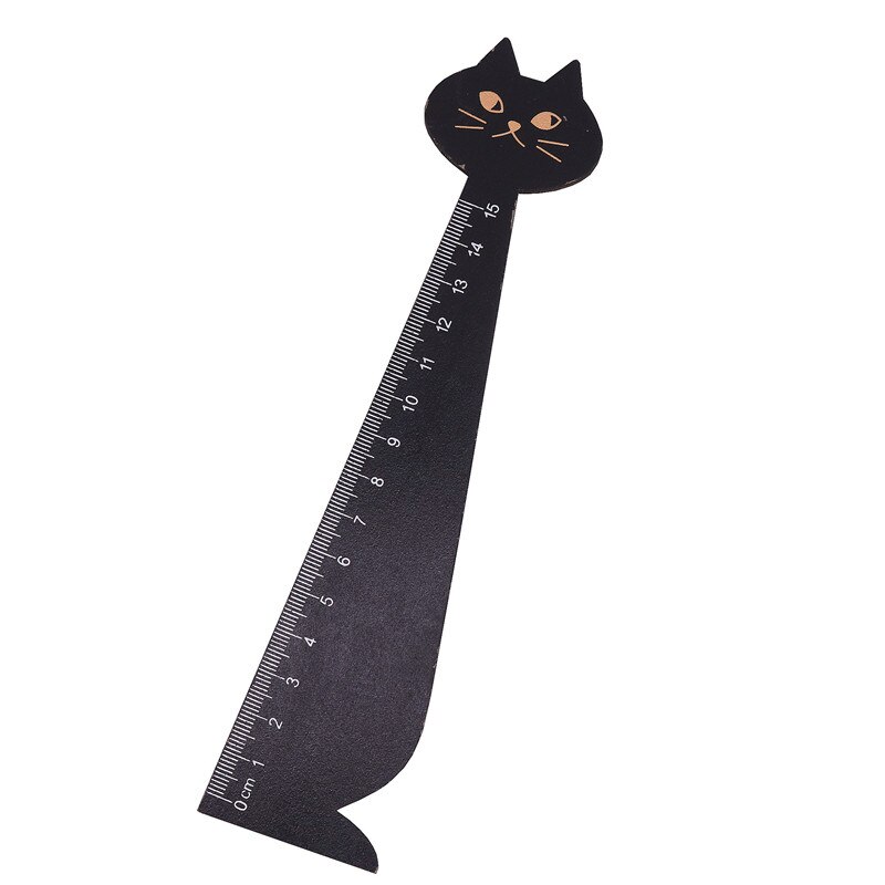 2 pcs 15cm Cartoon Cat Ruler Lovely Cat Shape Ruler Cute Wood Animal Straight Ruler For Kids School Supplies Stationery