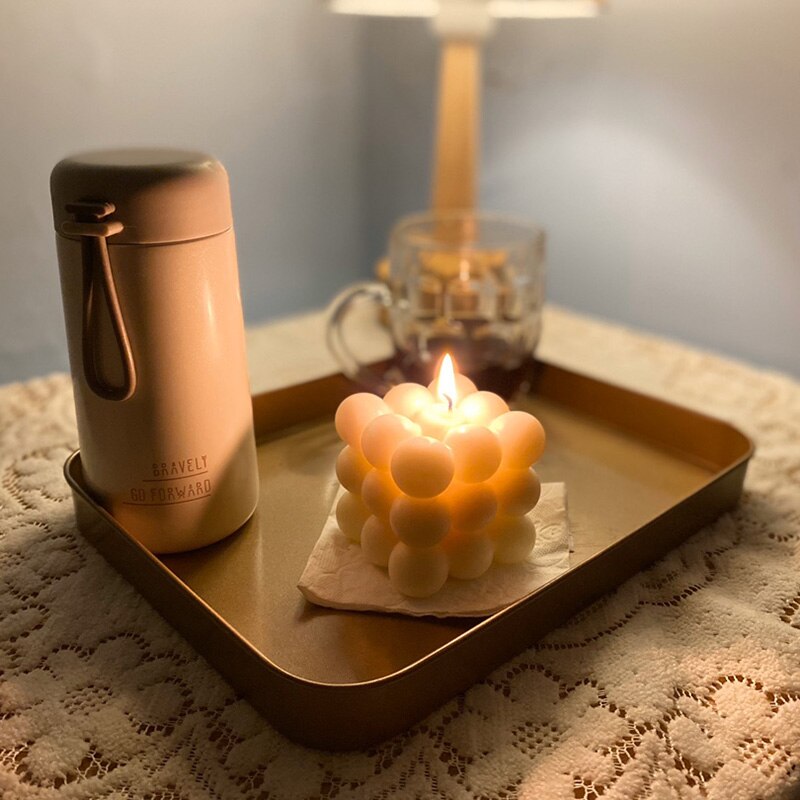 Scandinavische huisdecoratie kaarsdecoratie 3d melkkaarsen lay-out bruiloft scène geometrisch rond klein kaars romantisch