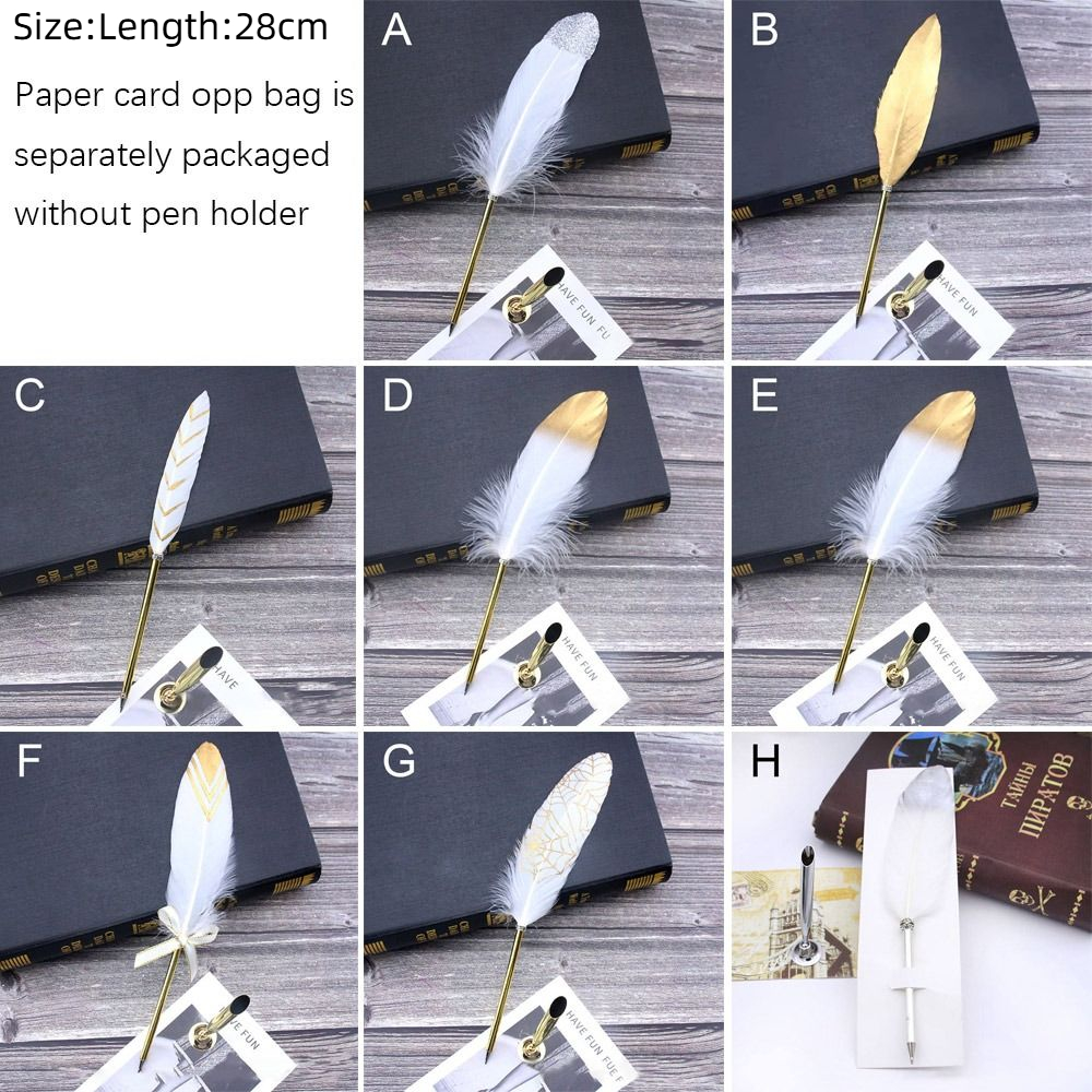 Gladde Veren Veer Balpen Vintage Cadeau Bruiloft Zachte Pluizige Pen Verfijnd Zwart Kalligrafie Pen Kantoor