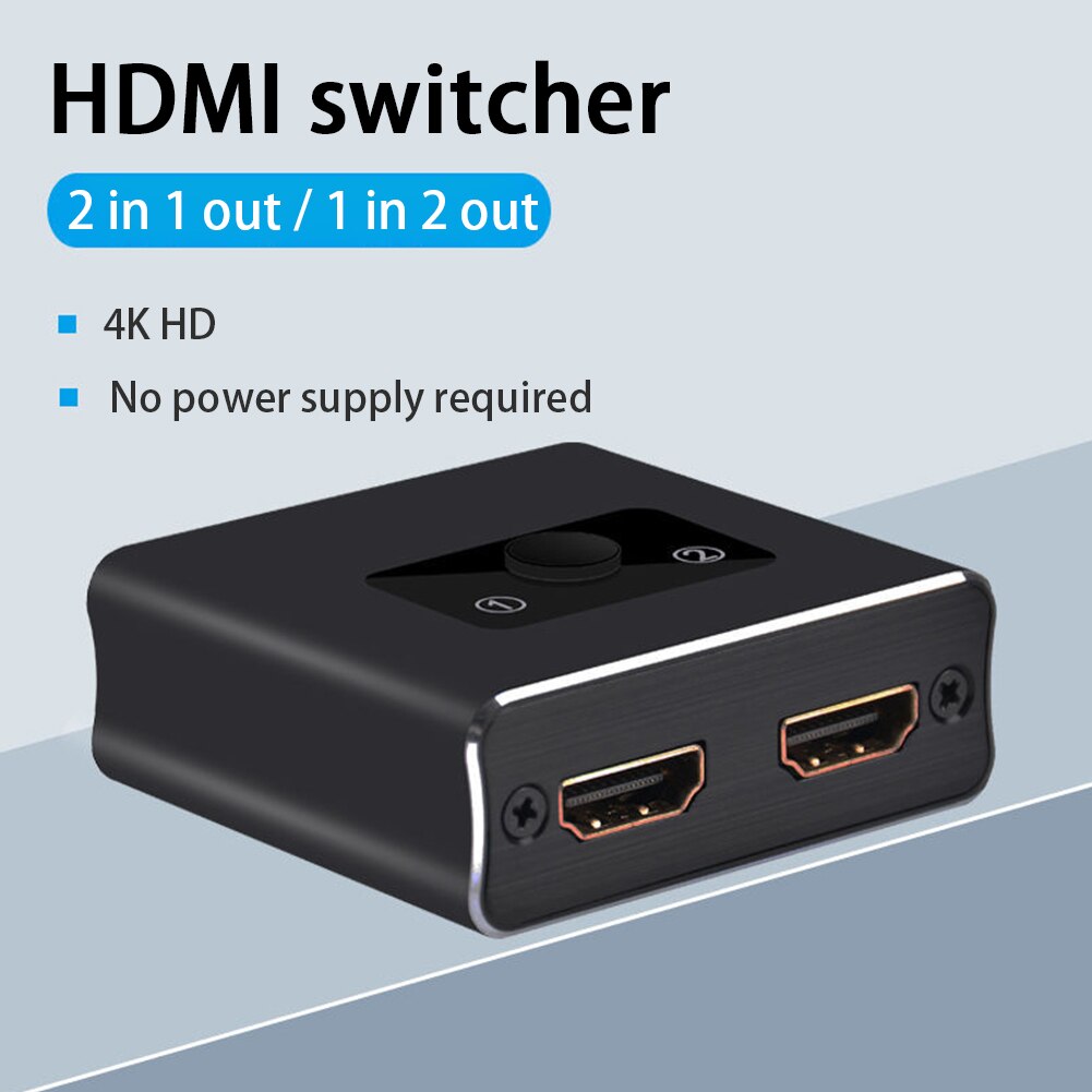 Switch HDMI - 1 Entrée 2 Sorties Bidirectionnel - 4K 3D 1080P - Alliage d'Aluminium - Plug and Play