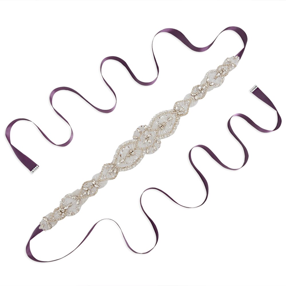 Trixy S234 Damesmode Rrhinestone Riemen Bruiloft Riemen Kralen Bridal Riemen Taille Riem Lint Riem Voor Bruiden Bruidsmeisjes: purple