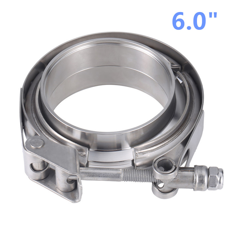 Stainless Steel Auto 3 Quick Release V band Clamp 2" 2.5" 3" 4" Inch V-band 3 Inch Male Female Exhaust Flange 76mm Vband Clamps: 6 inch  153.2mm